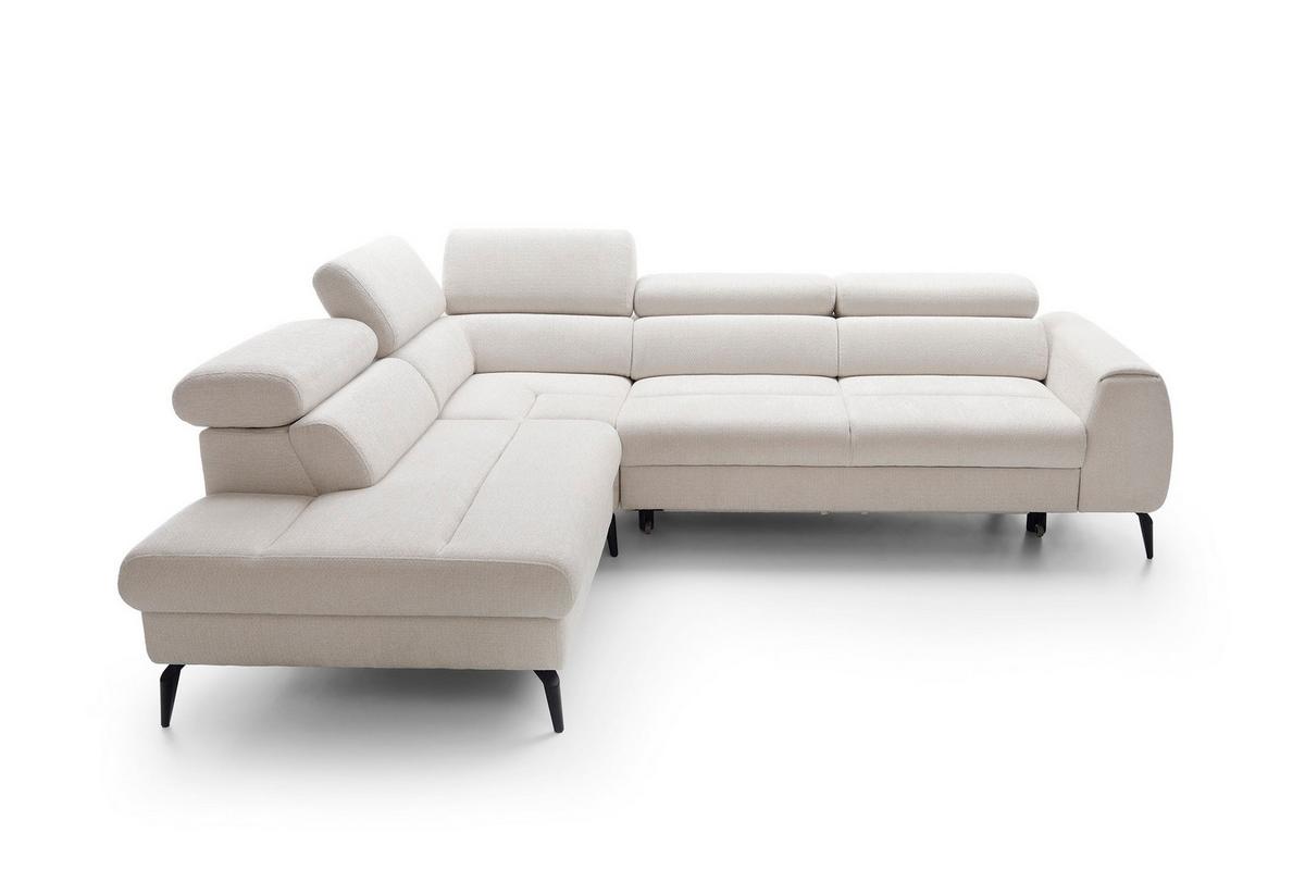 ECKSOFA NOTE Creme Chenille mit Schlaffunktion - Creme, Holz (271/216cm) - MASSENO