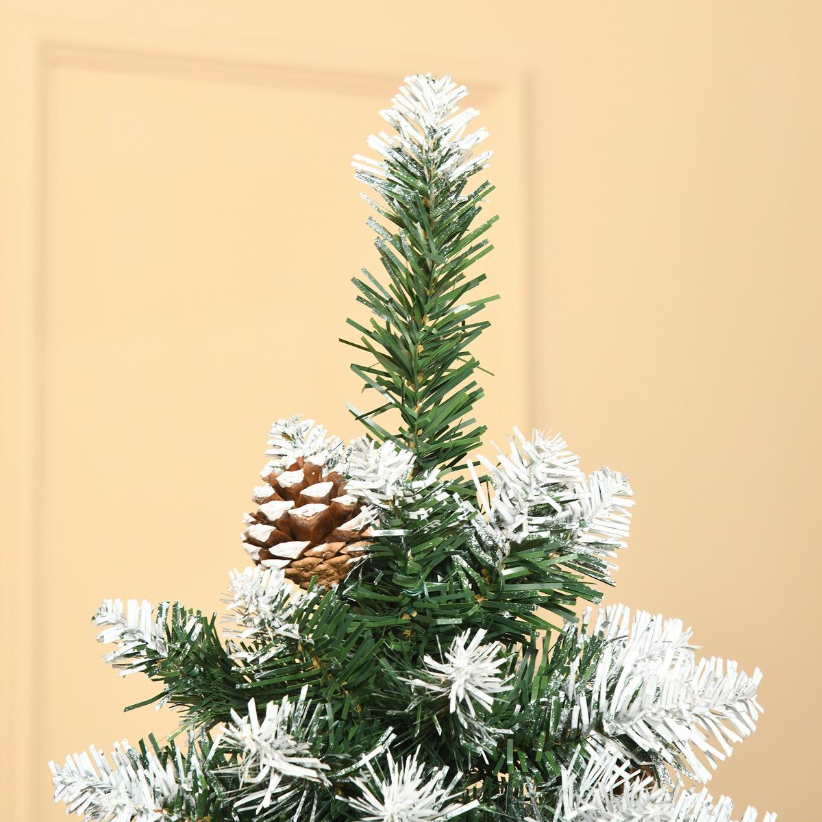 KÜNSTLICHER Weihnachtsbaum, 180 cm Christbaum mit Kunstschnee, Indoor - Grün, Kunststoff (180cm) - HOMCOM