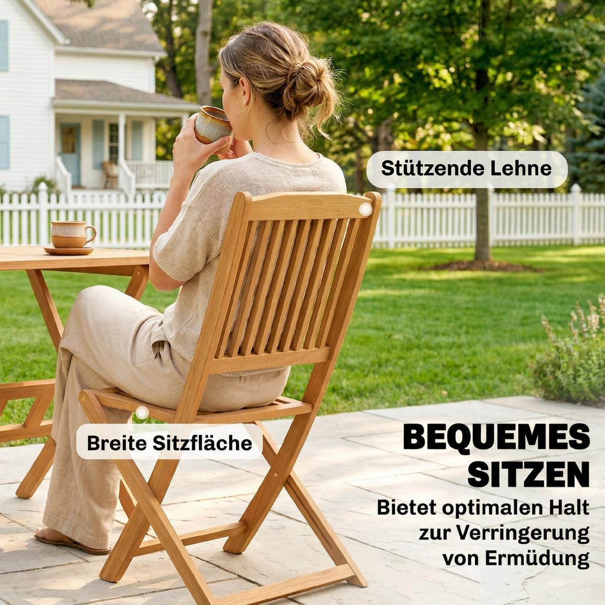 OUTDOOR ESSGRUPPE 5ER-SET aus Akazienholz Braun - Akaziefarben, Holz - Outsunny