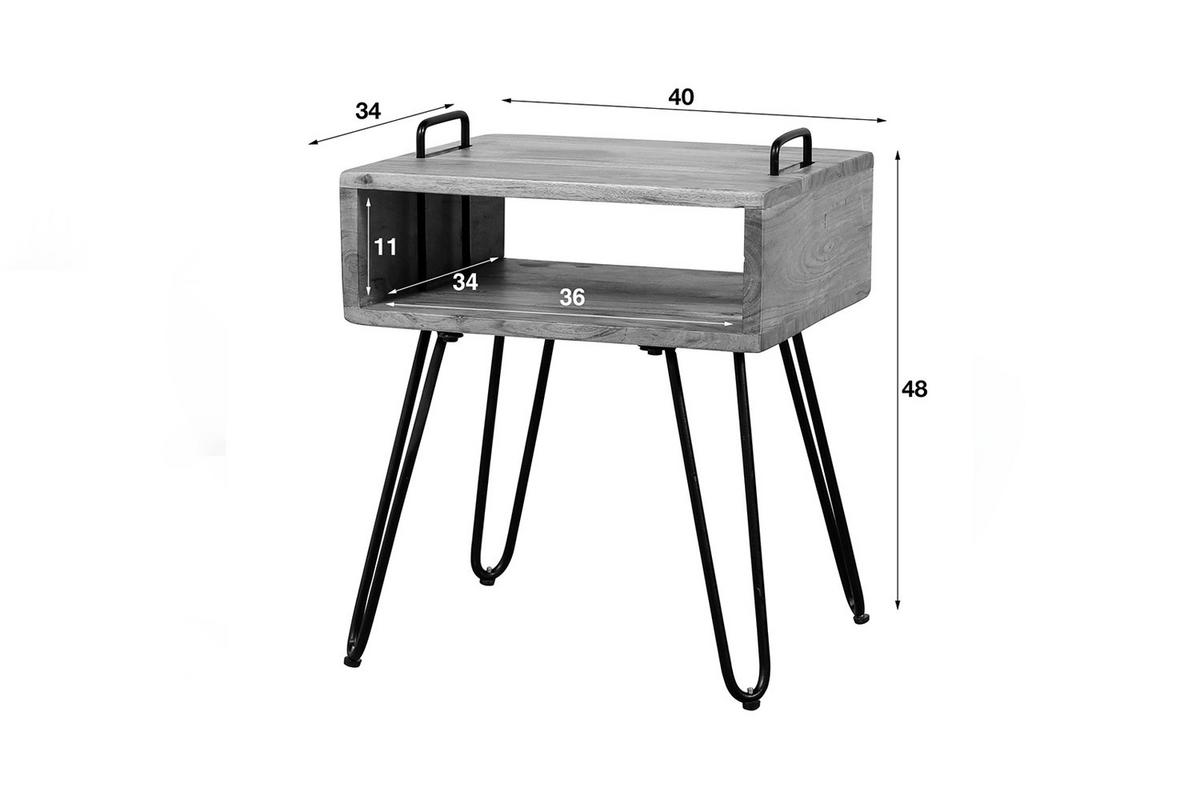 NACHTTISCH QARO Holz Akazie - Zwetschgeholzfarben, Holz (40/48/34cm) - KAWOLA