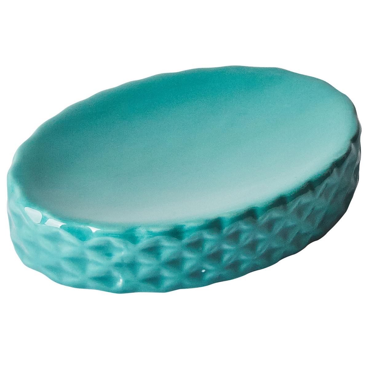 BADEZIMMER Set 4-teilig Keramik türkis Guatire - Blau, Stein (9/21/9cm) - Beliani