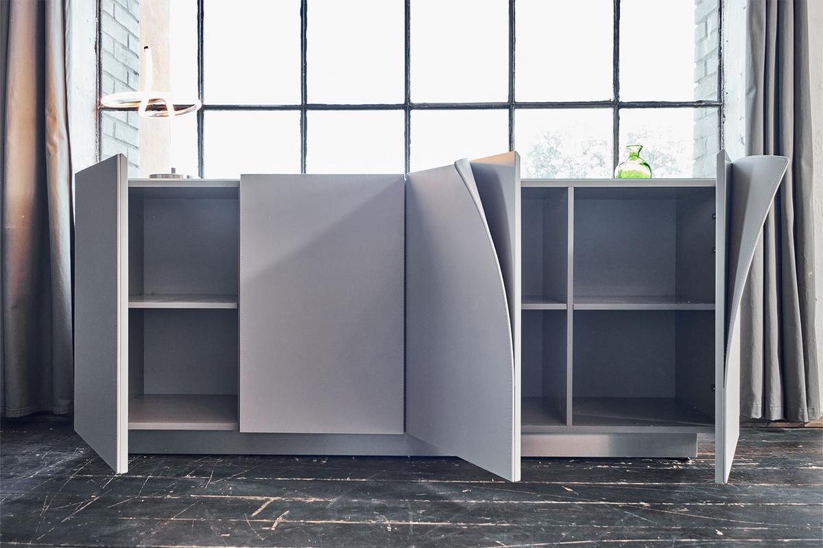 SIDEBOARD EMMA Grau Holz - Silberfarben/Weiß, Holz/Metall (180/78/42cm) - KAWOLA