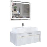 WASCHBECKENUNTERSCHRANK Aloha Absetzungen in Creme Hochglanz - Creme, Holzwerkstoff (96/36/51cm) - Vladon