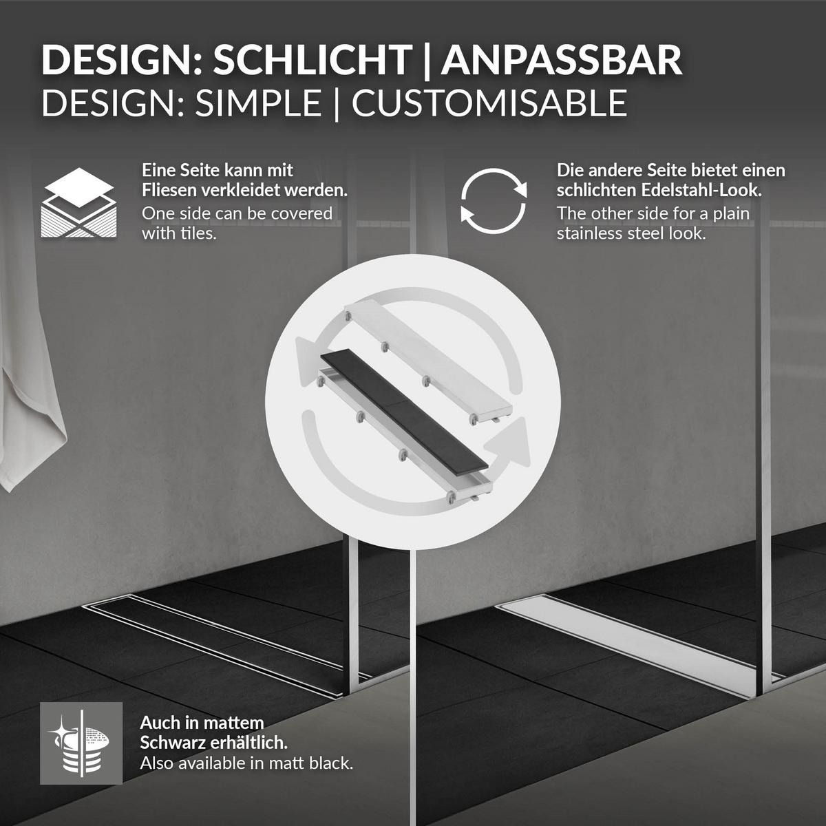 DUSCHRINNE 50cm - Silberfarben, Metall (13.9/7.8/54cm) - LuxeBath
