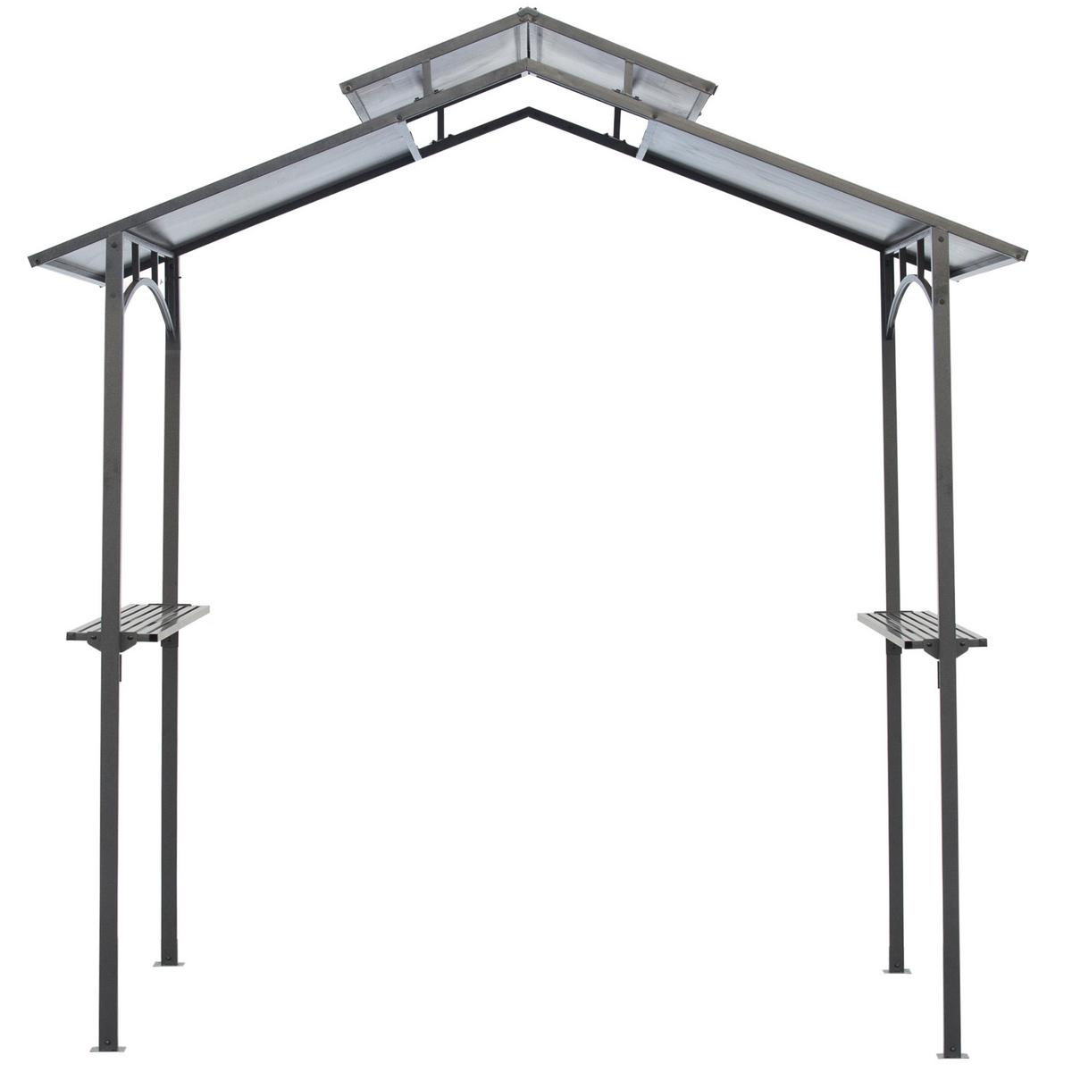 GRILLPAVILLON mit Flammschutzdach 2,5 x 1,5m BBQ-Pavillon mit 2 Ablagen Stahl PC - Schwarz, Metall (150/250/240cm) - Outsunny