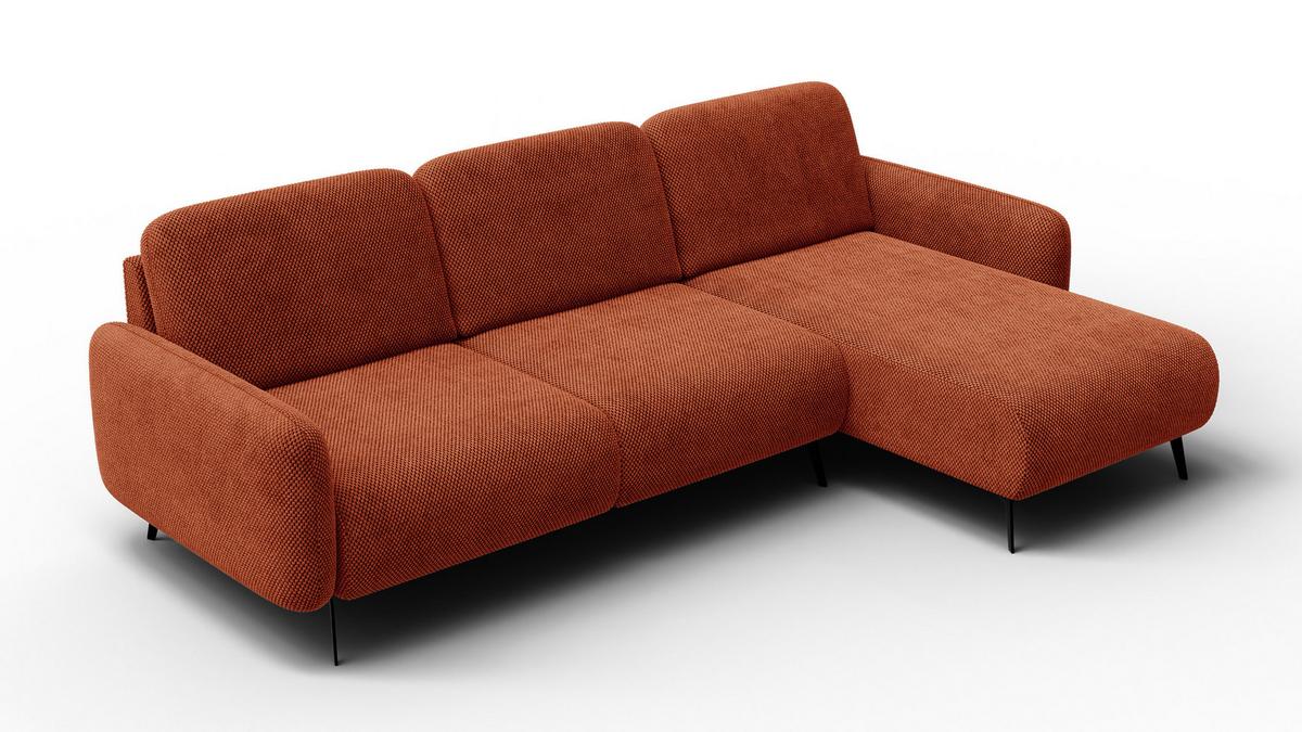 ECKSOFA FEBE 4-Sitzer rechts, dunkelorange - Dunkelorange/Schwarz, Holz/Textil (264/157cm) - Wozimo