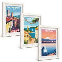 BILDER SET 3er Set - 20x30 cm Weißer Rahmen - Italienische Stadtlandschaften - Weiß, Kunststoff (20/30cm) - TULUP