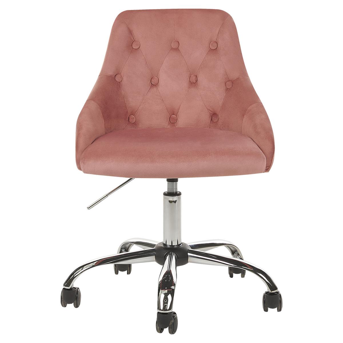 BÜRODREHSTUHL Samtstoff Rosa Parrish - Pink, Textil/Metall (60/75/60cm) - Beliani