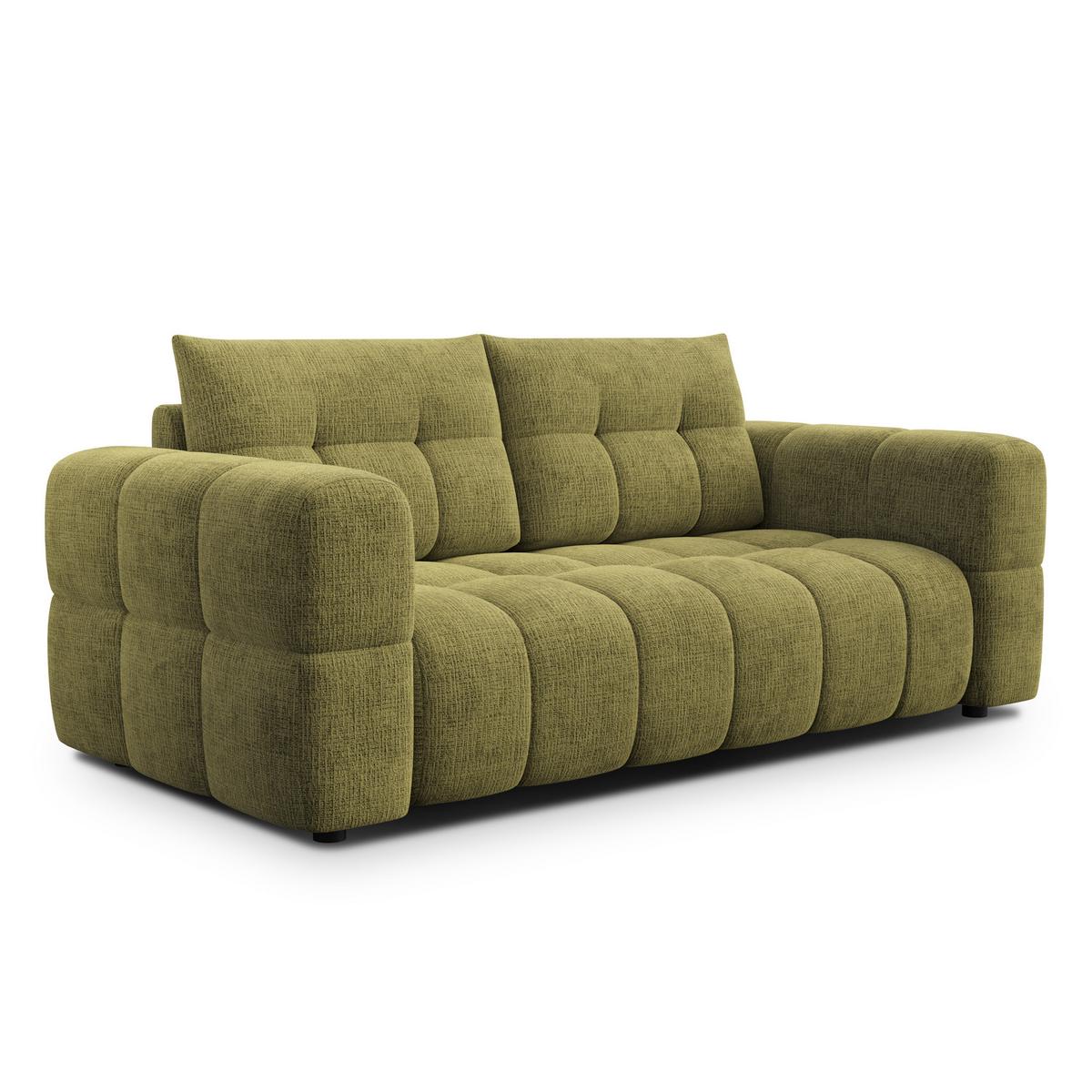 SOFA CLOUDI 2,5-Sitzer, olivgrün - Schwarz/Olivgrün, Holz/Textil (211/89/104cm) - Wozimo