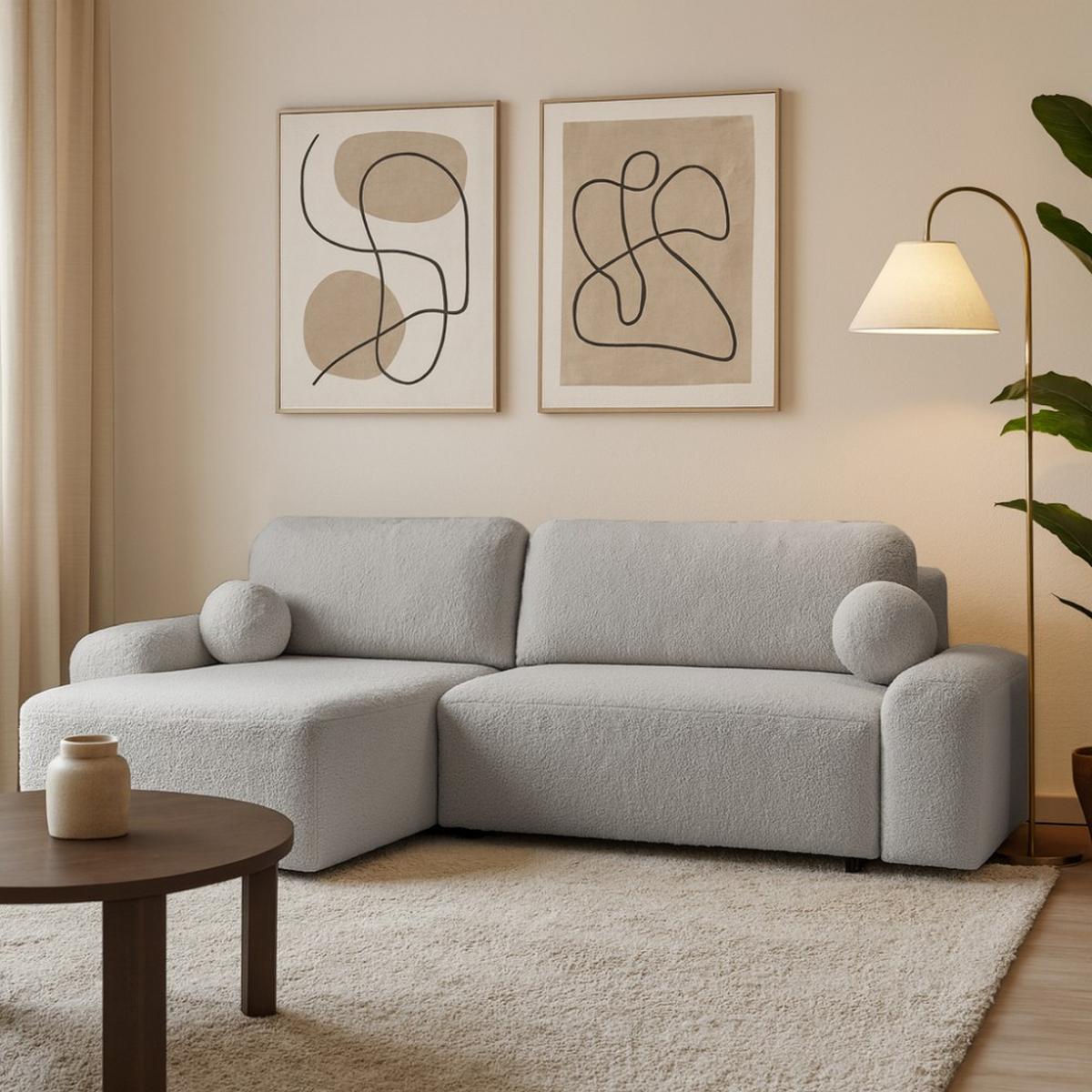 ECKSCHLAFSOFA Noel mit universelle Ottomane, Hellgrau - Hellgrau/Schwarz, Textil (280/163cm) - Beautysofa