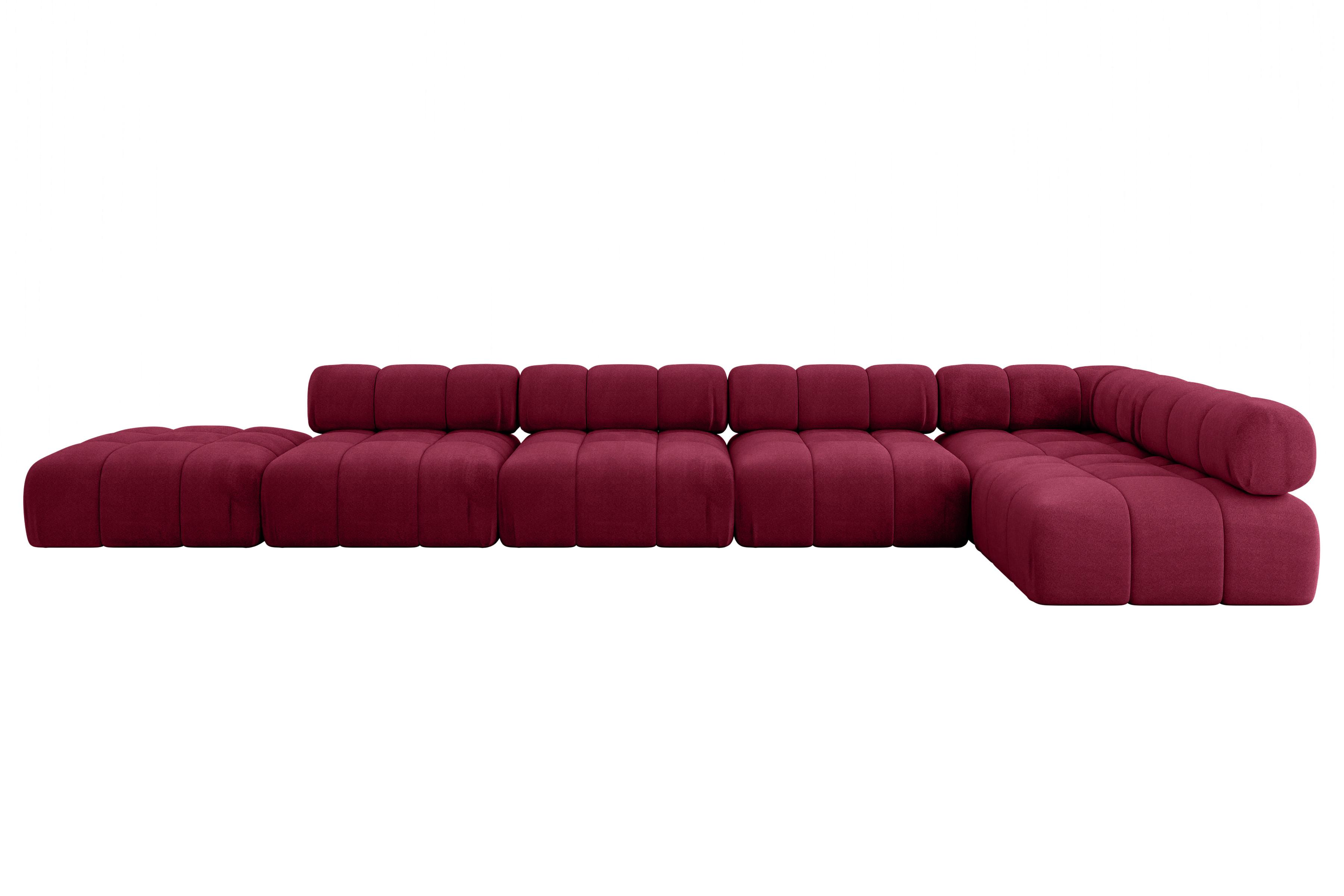 ECKSOFA modulares Sofa Favio-L3 - 475x190x70 cm Bordeauxrot Velours - Bordeaux, Holzwerkstoff/Textil (475/190cm) - ALTDECOR