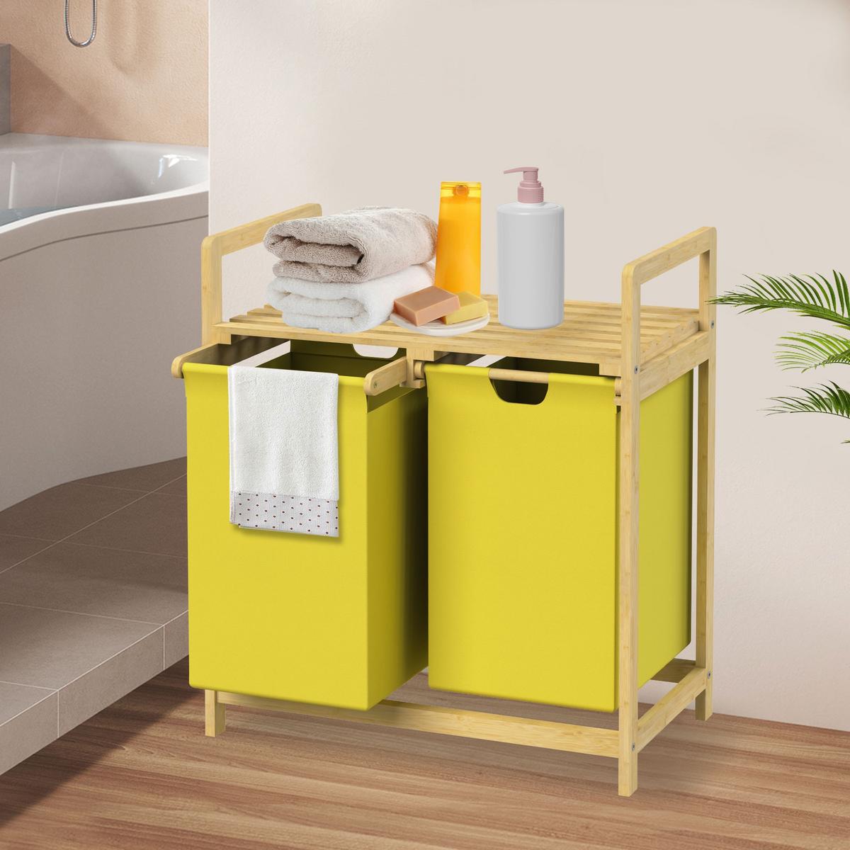 WÄSCHEKORB - Gelb, Holz (33/73/63cm) - ML-DESIGN