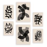 POSTER Set Mit 6 Gekrümmte Frames 1 In Form Abstracts Ästhetische Dekorative Gemälde Für Ihr Wohnzimmer, Schlafzimmer, Zuhause A3 & A4 Rahmenlos - Klar, Papier (29/3cm) - Nacnic