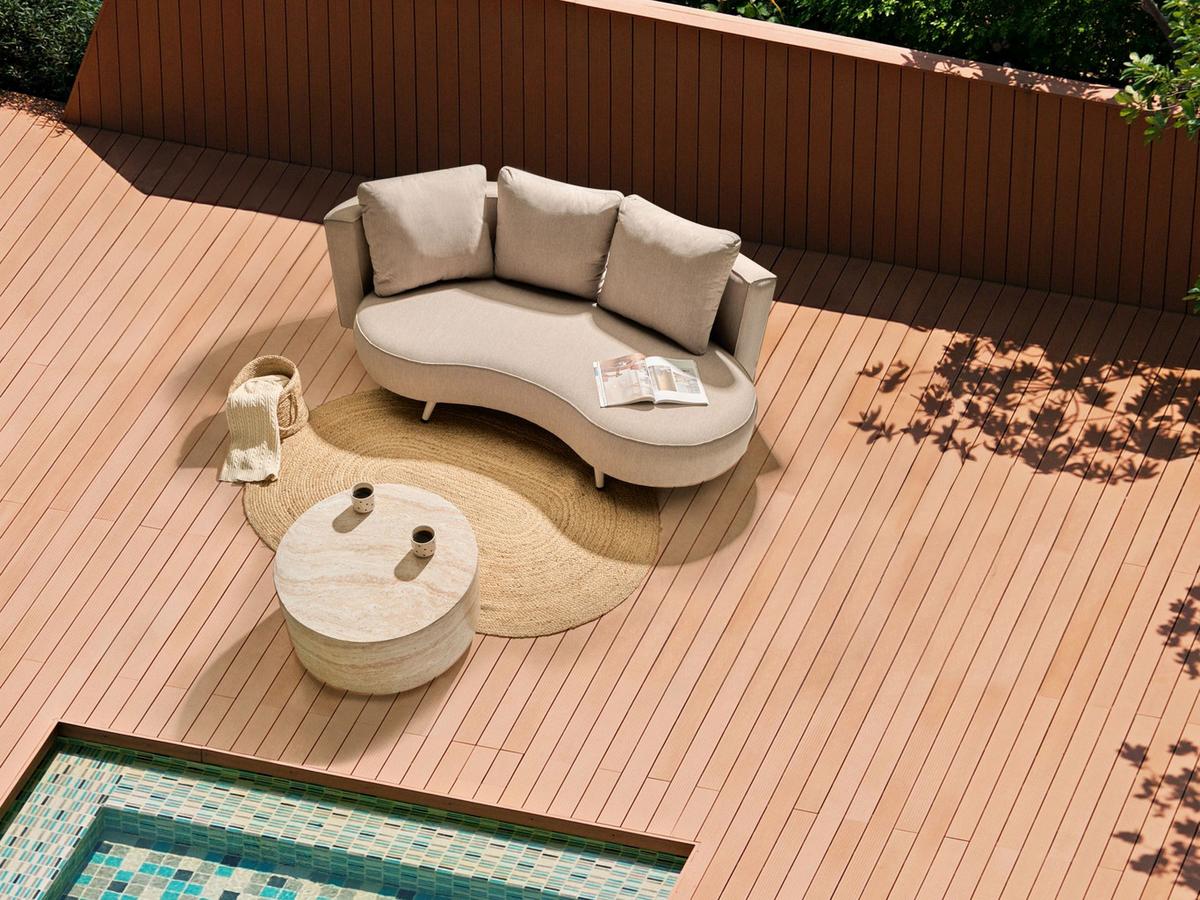 GARTENSOFA 3-Sitzer linksseitig Beige Parori - Beige, Textil (210/95/104cm) - Beliani
