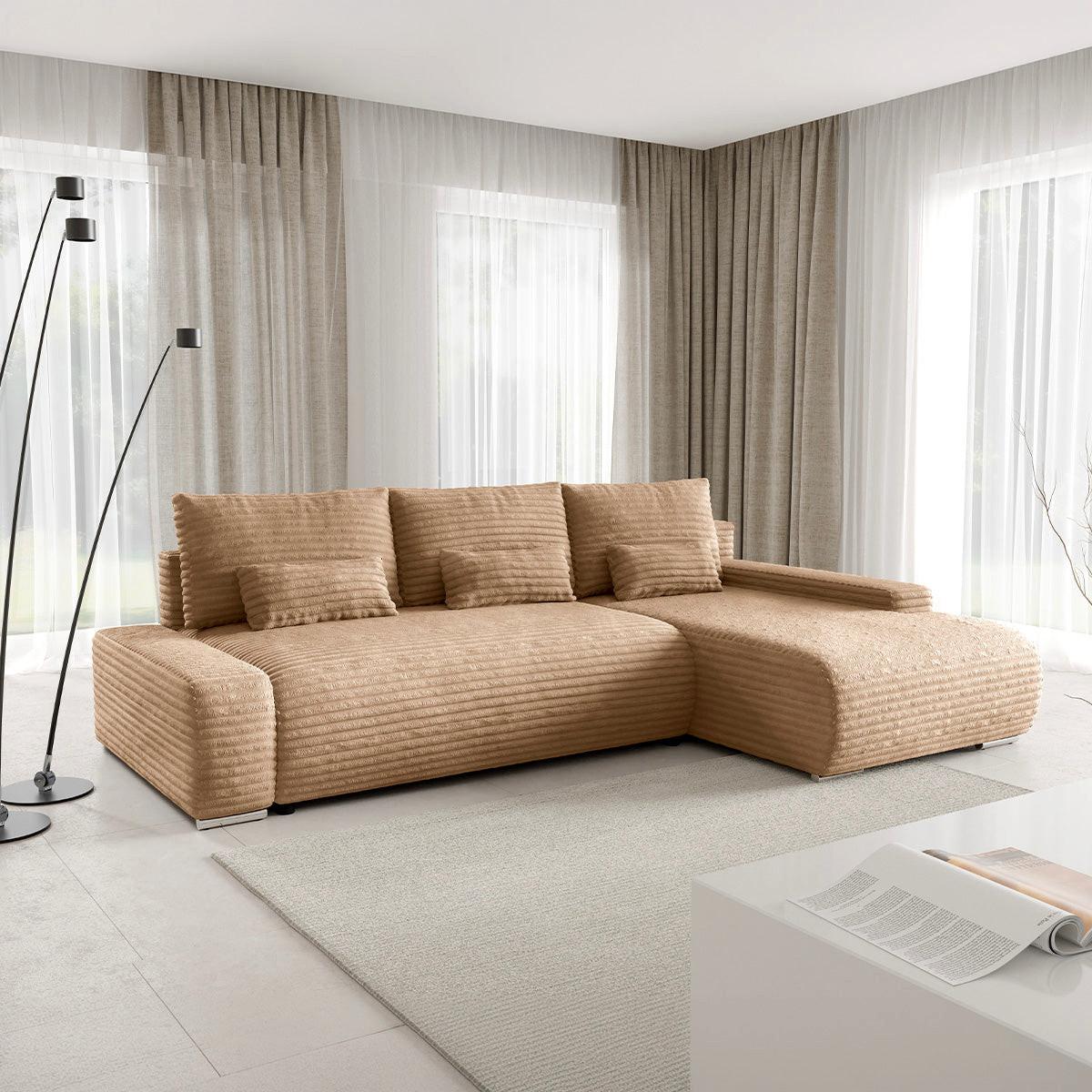 ECKSOFA Ivana 3 Sitzplätze Beige - Beige, Holz (265/172cm) - Petits-meubles