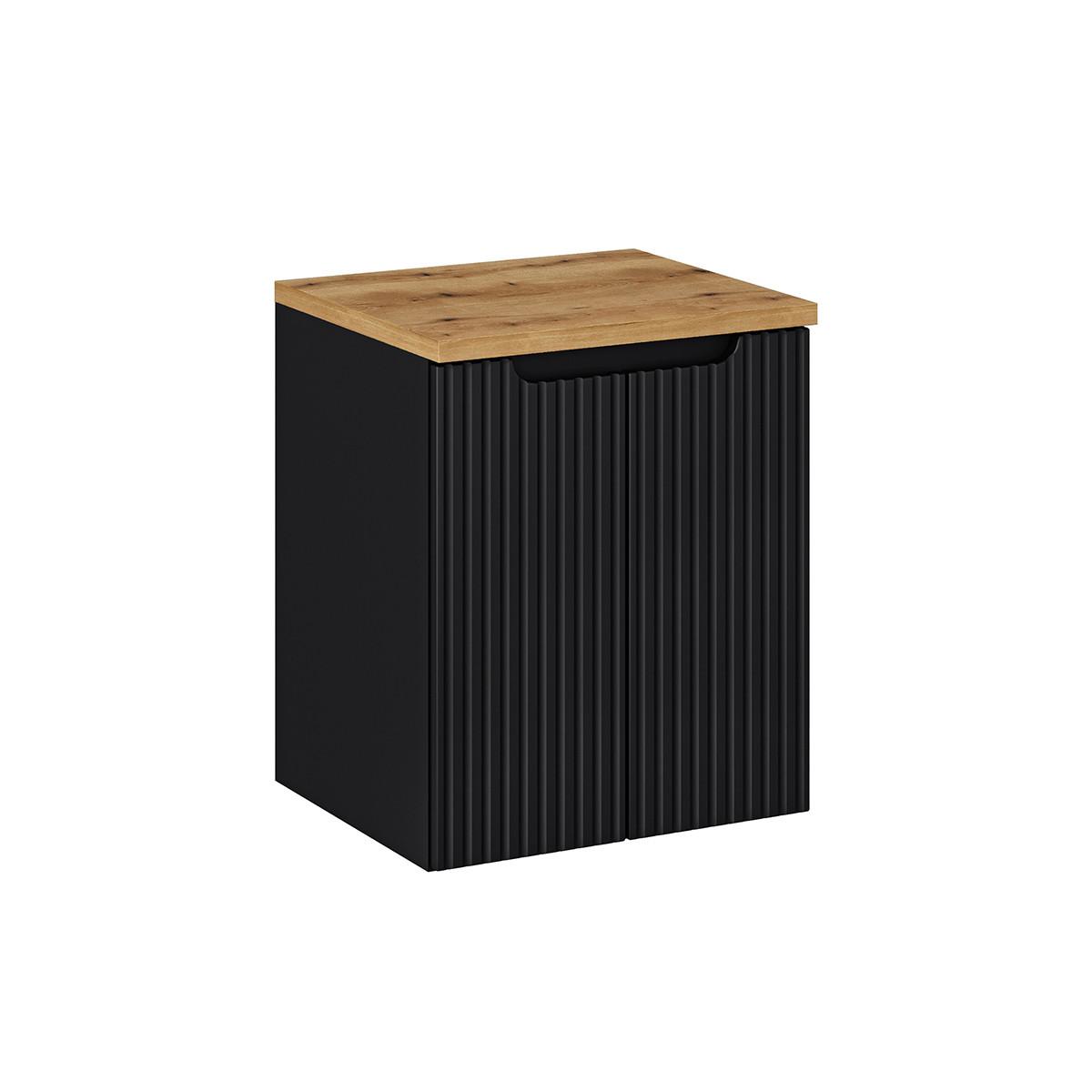 WASCHTISCHUNTERSCHRANK 50cm Riva Schwarz und Holz - Schwarz, Holzwerkstoff (50/57/40cm) - Petits-meubles