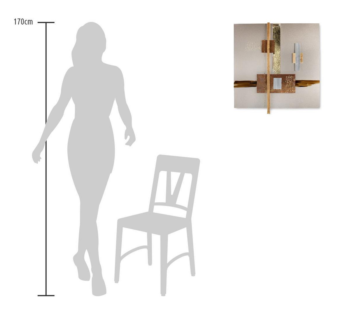 WANDDEKO Gold 83/83 cm - Goldfarben/Braun, Metall (2/83/6cm) - KUNSTLOFT