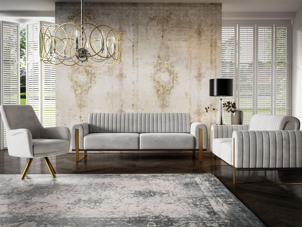 SOFA Valerie 2-sitzer - Hellgrau, Holzwerkstoff/Textil (164/79/90cm) - Fun Möbel