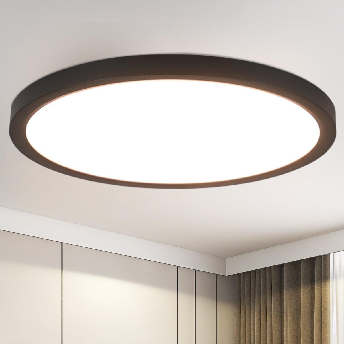 LED-DECKENLEUCHTE Julia 30/30/3 cm - Schwarz, Kunststoff (30/30/3cm) - Nettlife