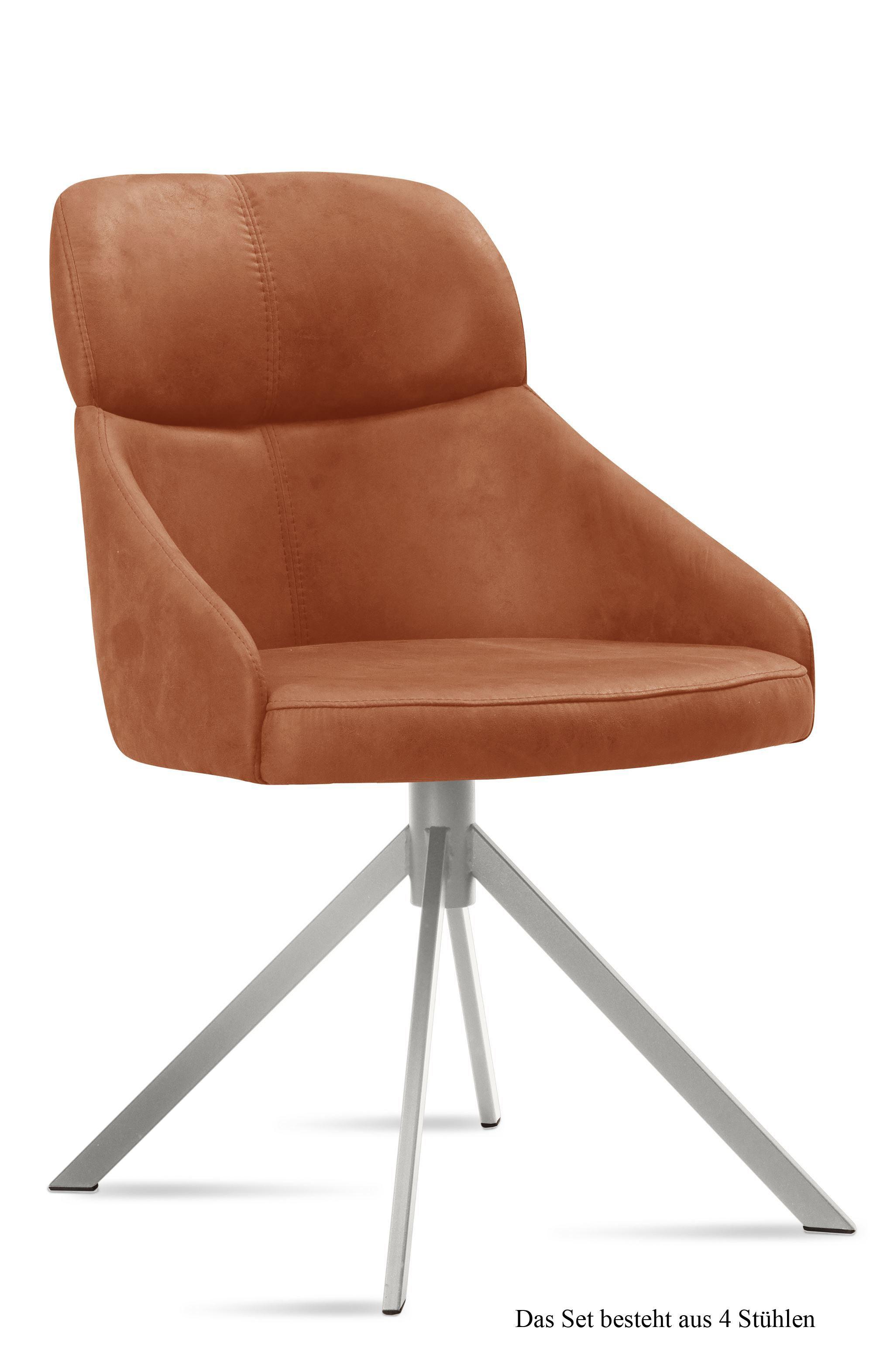 ESSZIMMERSTUHL (4er-Set) Dounia 52x82x63 Edelstahl/Cognac - Edelstahlfarben/Cognac, Kunststoff (63/82/52cm) - 58aufmkessel
