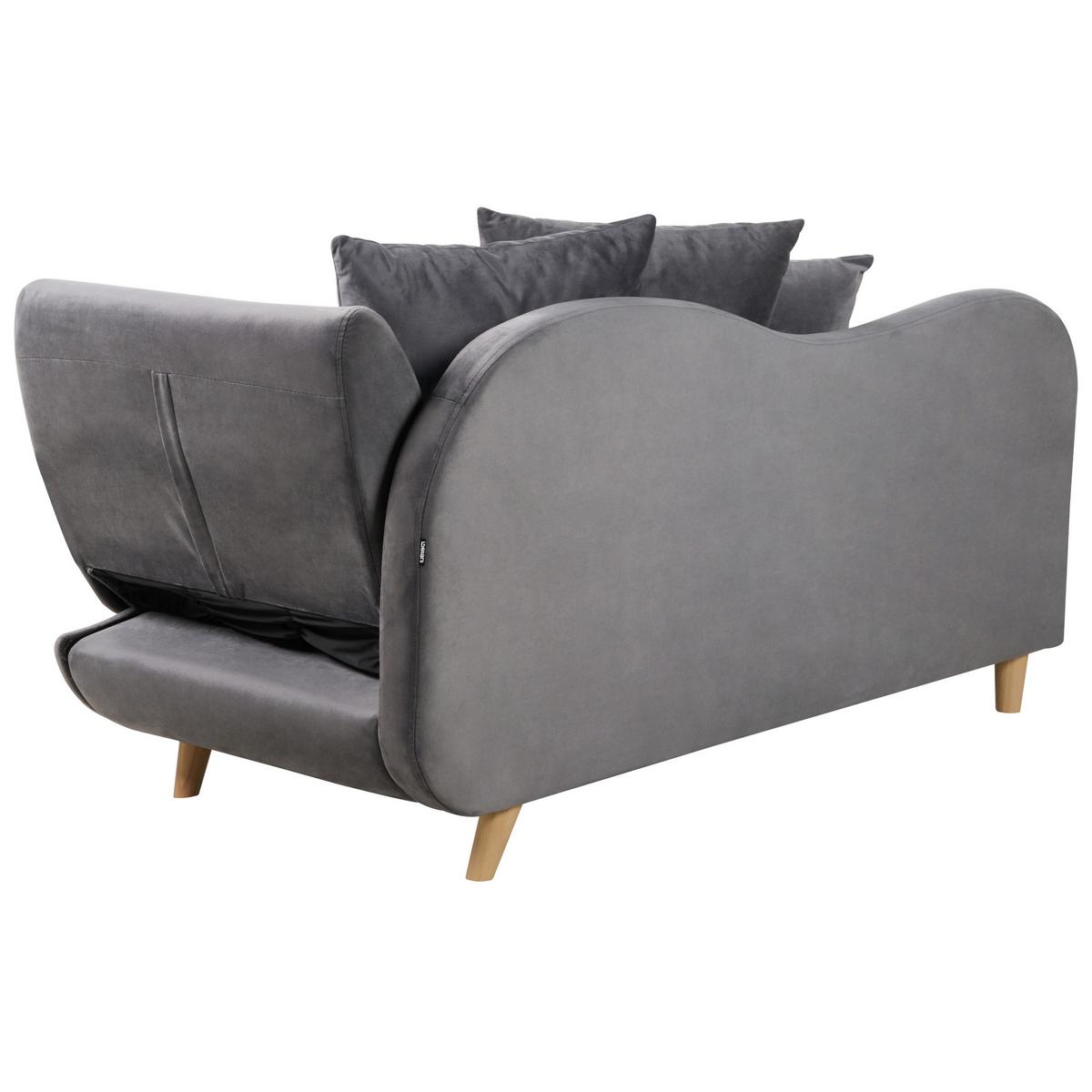 CHAISELONGUE Samtstoff dunkelgrau mit Bettkasten rechtsseitig Meri - Dunkelgrau/Grau, Textil (156/73/69cm) - Beliani