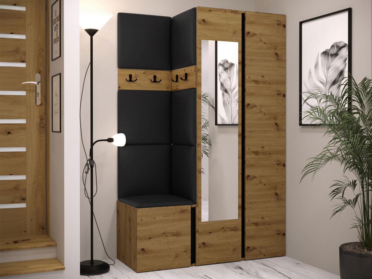 GARDEROBEN-SET Orion XXVI - Schwarz/Eiche Artisan, Holzwerkstoff/Kunststoff (116/186/46cm) - MIRJAN24