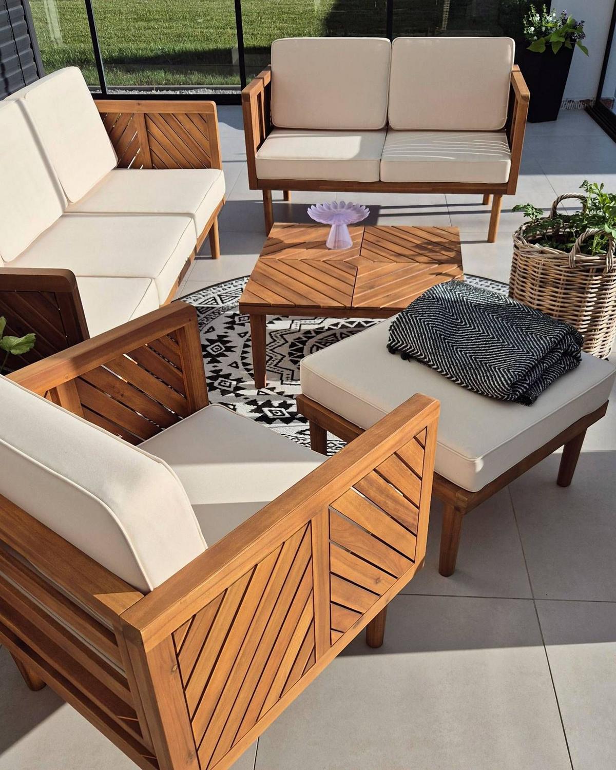 LOUNGE-SET 6-sitzer Akazienholz Hellbraun Baratti - Hellbraun, Holz - Beliani