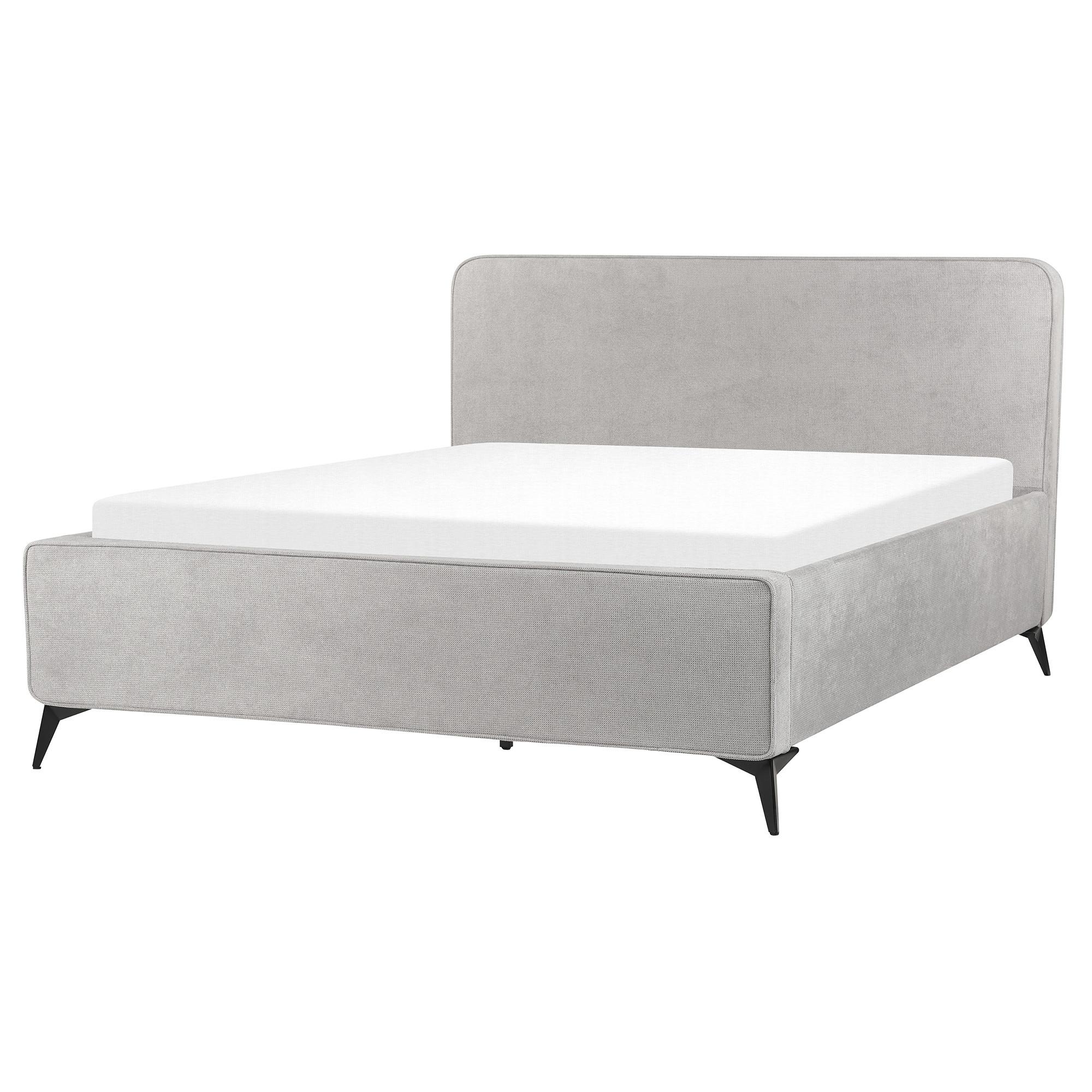 POLSTERBETT mit Lattenrost 160x200 cm Grau Valognes - Hellgrau, Textil (160/200cm) - Beliani
