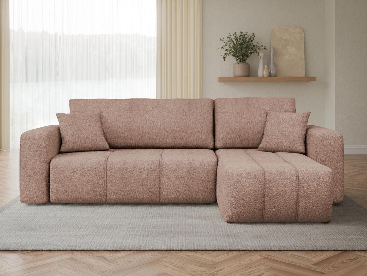 ECKSOFA Furyn Boucle - Hellbraun/Schwarz, Holzwerkstoff/Kunststoff (244/145cm) - MIRJAN24
