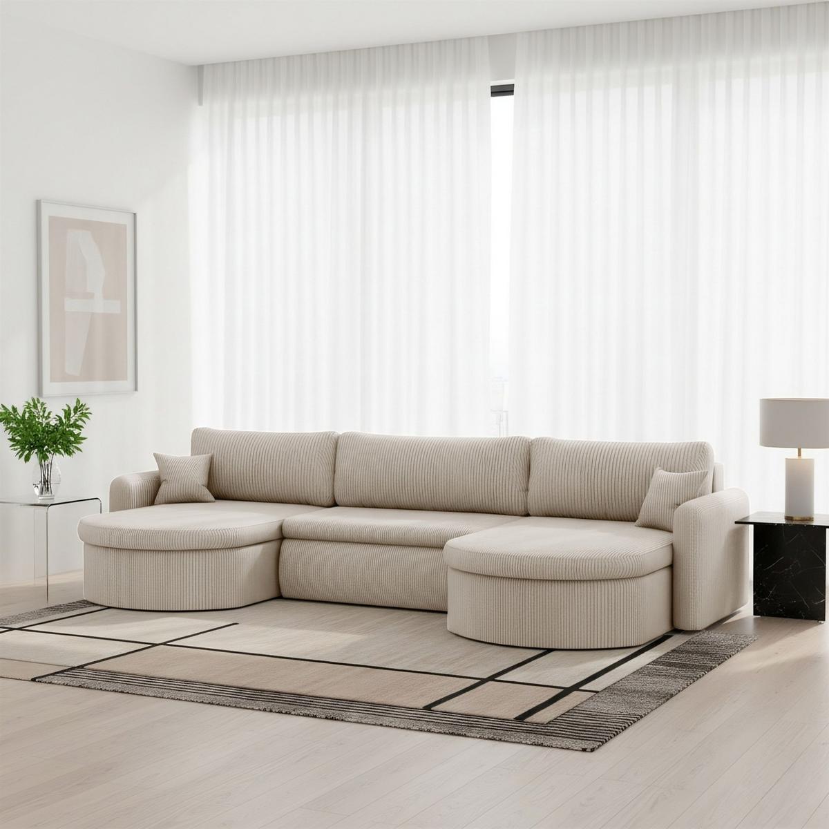 WOHNLANDSCHAFT Feliz In Poso - Weiß, Holzwerkstoff/Textil (350/83/160cm) - Fun Möbel