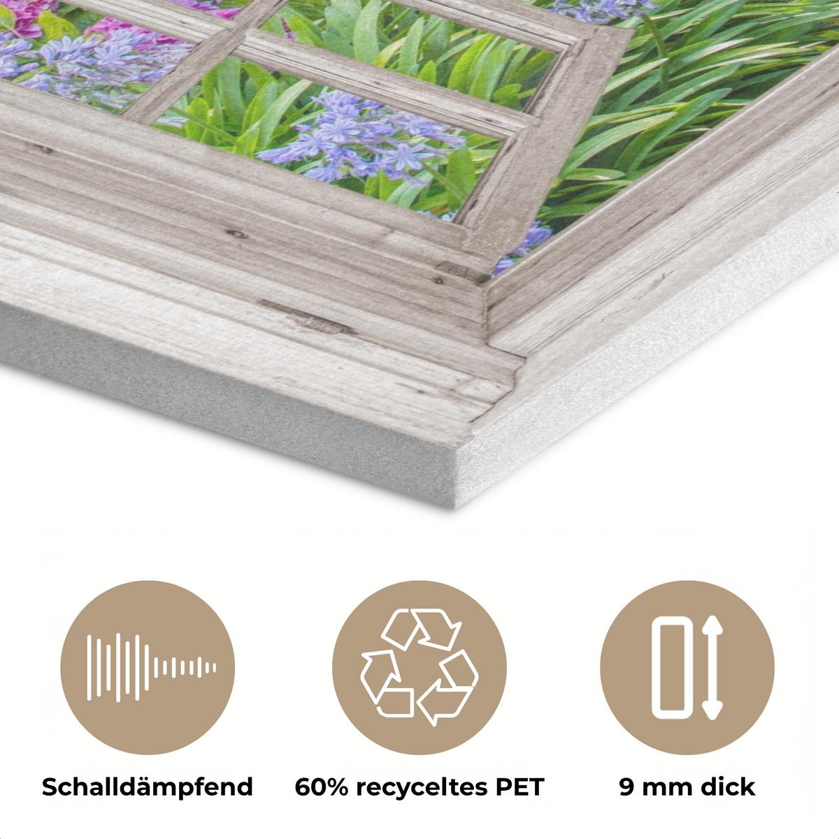AKUSTIKBILD Hortensie - Durchsichtig - Blumen - Sommer - Lila - Weg Akustikpaneele 90x60 cm - Lila, Kunststoff (90/60/0.9cm) - MuchoWow