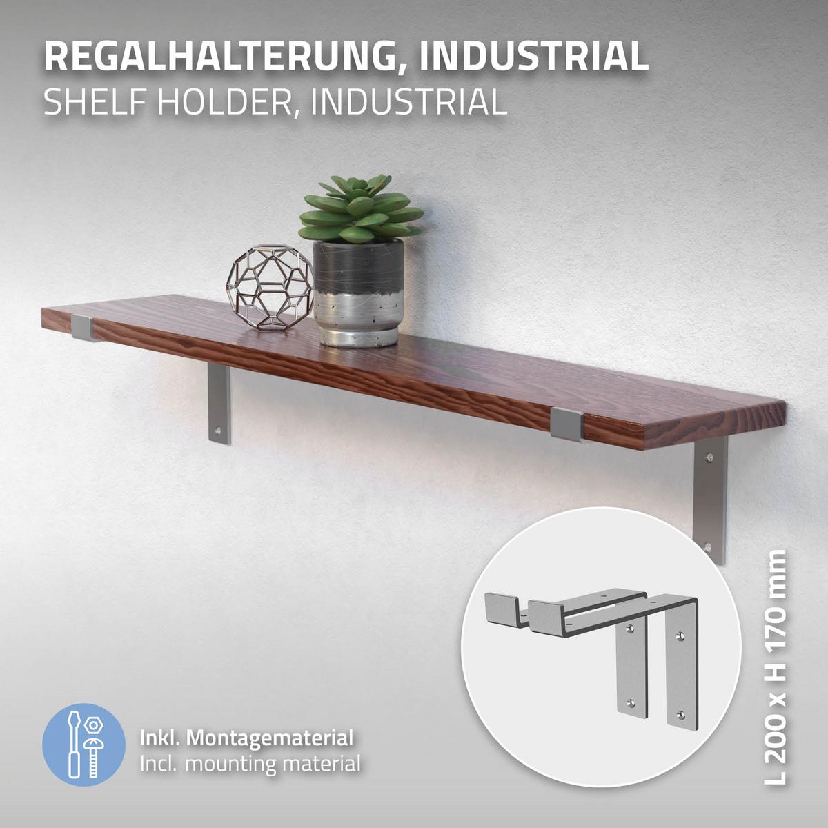 REGALHALTERUNG - Grau, Metall (4/14.5/20cm) - ML-DESIGN