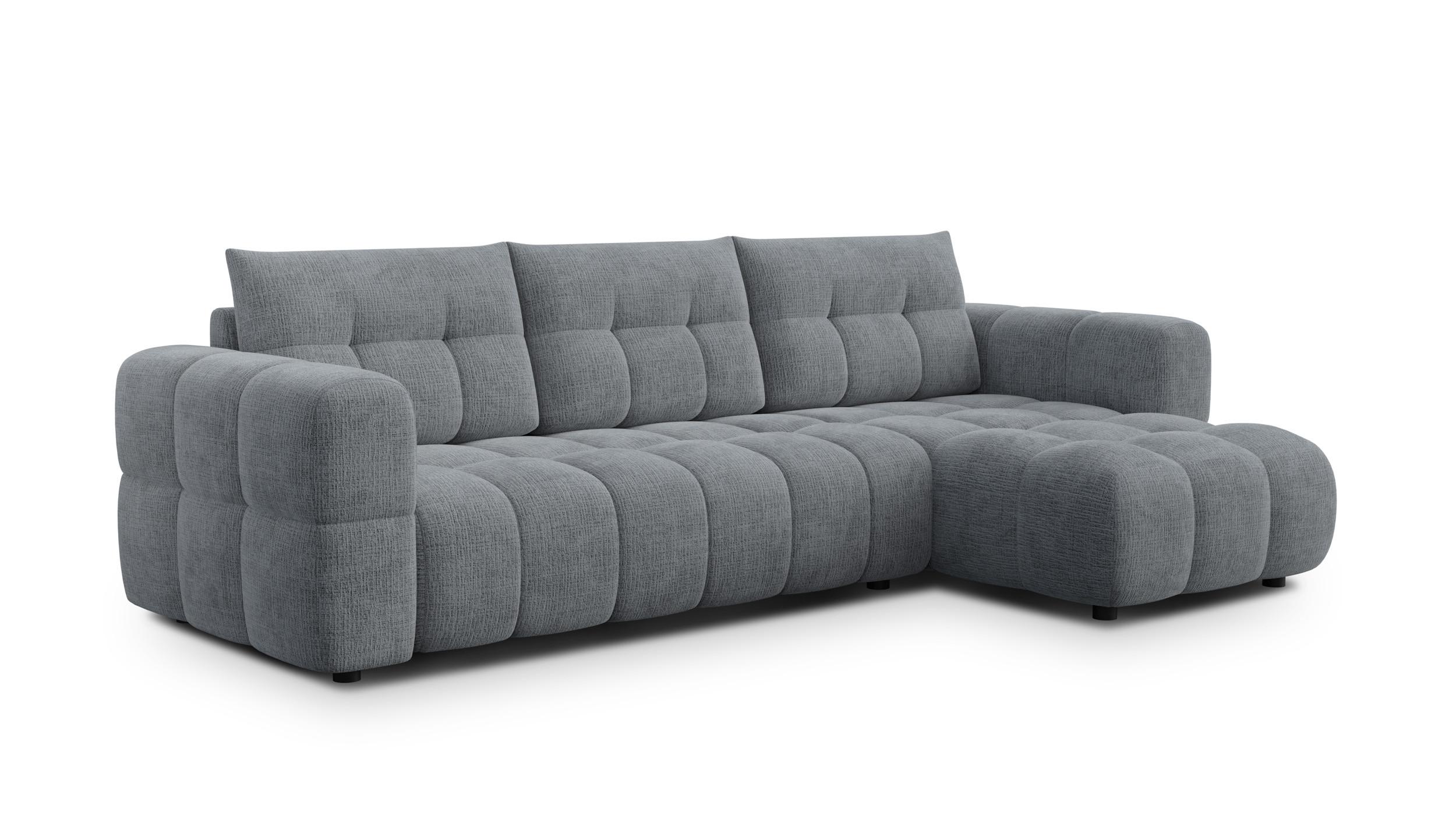 ECKSOFA CLOUDI 4-Sitzer rechts, dunkelgrau - Dunkelgrau/Schwarz, Holz/Textil (294/160cm) - Wozimo
