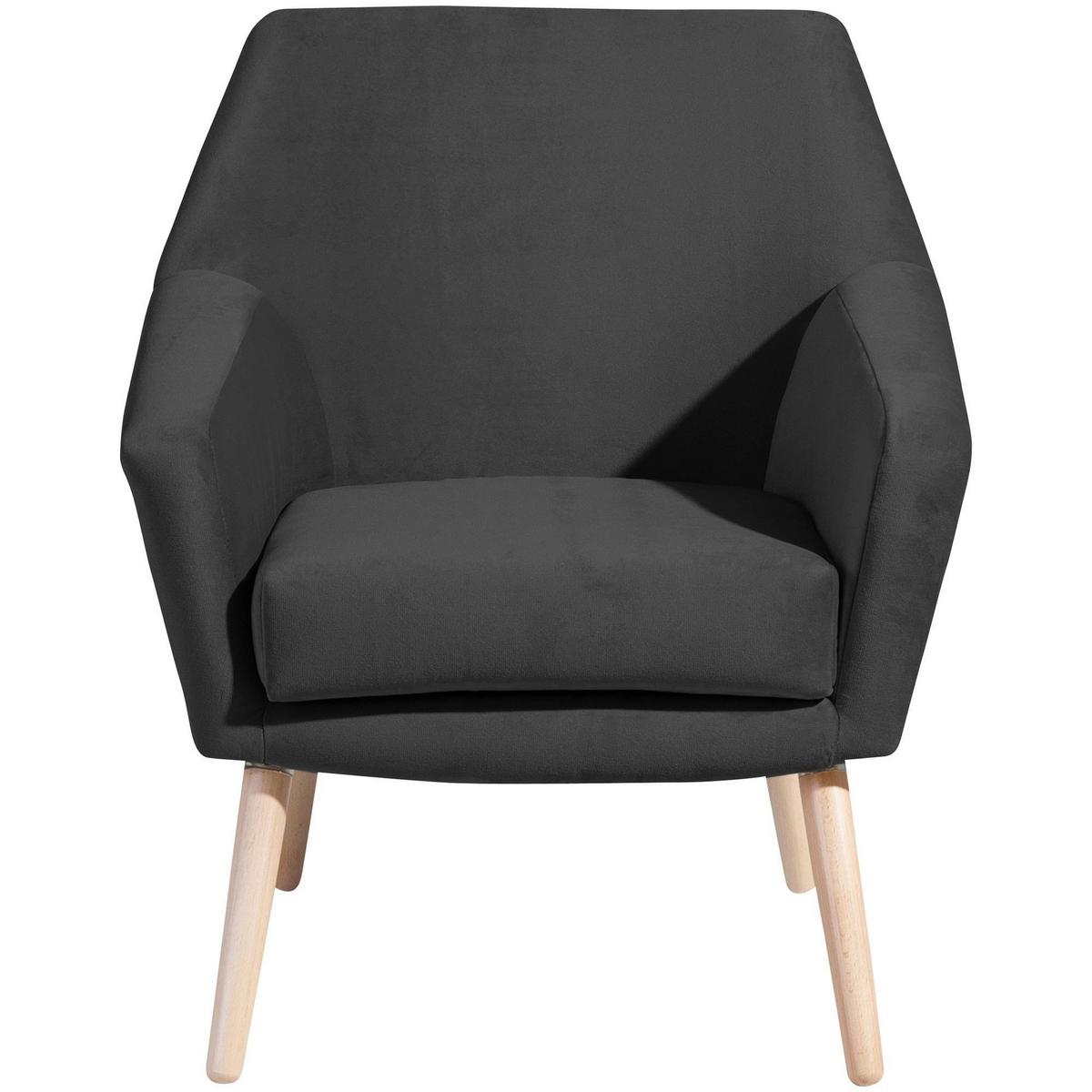 SESSEL Kachka Bezug Samtvelour Buche natur / anthrazit - Anthrazit, Kunststoff (71/81/67cm) - 58aufmkessel
