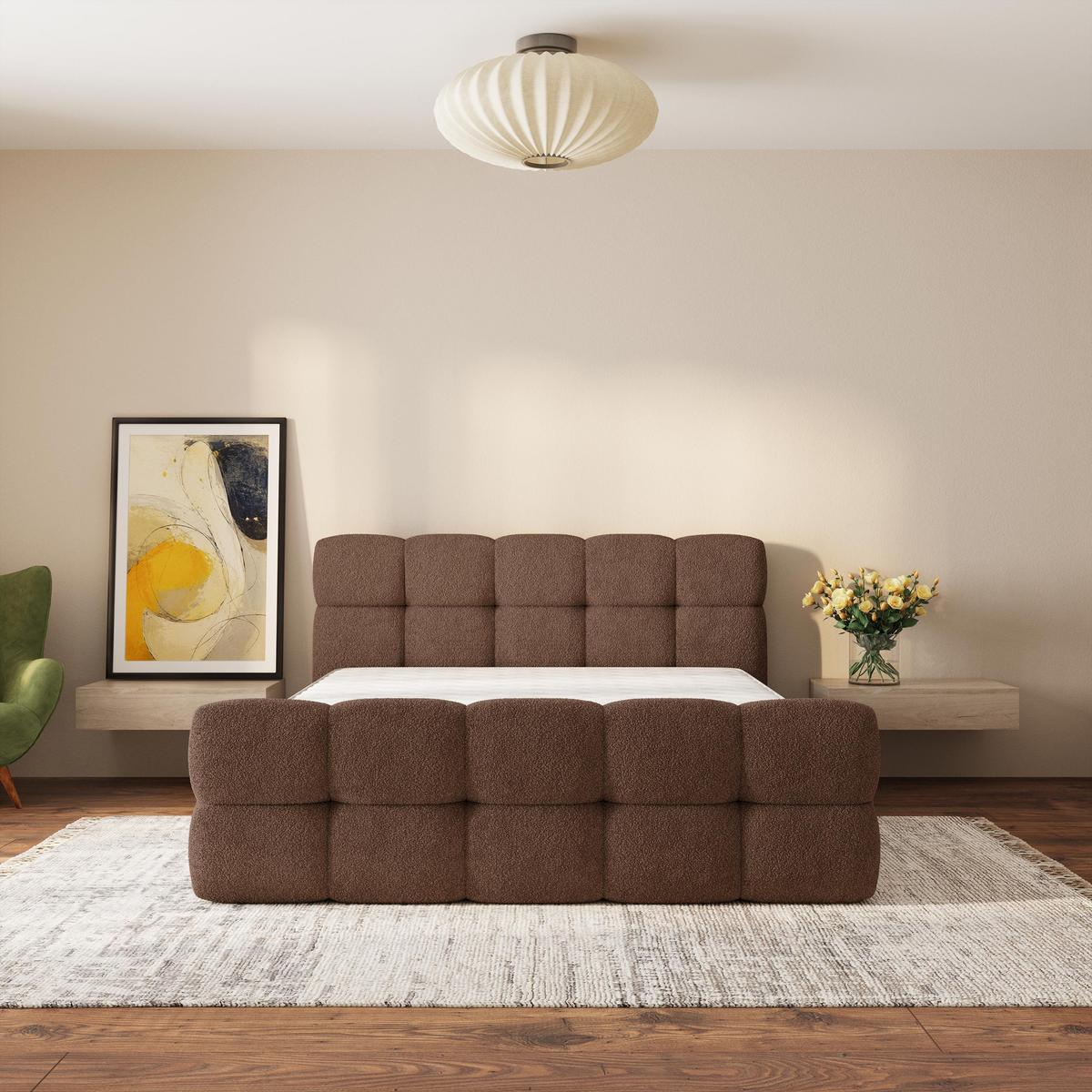 POLSTERBETT ELIZJA 120x200 cm mit Bettkästen - Braun - Braun, Holz (120/200cm) - MASSENO