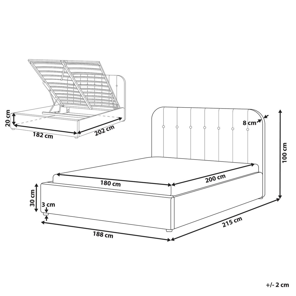 BETT mit Stauraum 180/200 cm Stoff Cremeweiß Challans - Creme, Textil (180/200cm) - Beliani