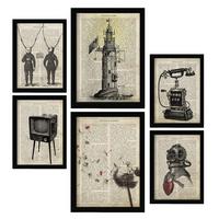 POSTER Set Mit 6 Jahrgang Vintage Papier Revolutionäre Erfindungen Aus Dem Letzten Jahrhundert A3 & A4 Rahmenlos - Klar, Papier (29/3cm) - Nacnic