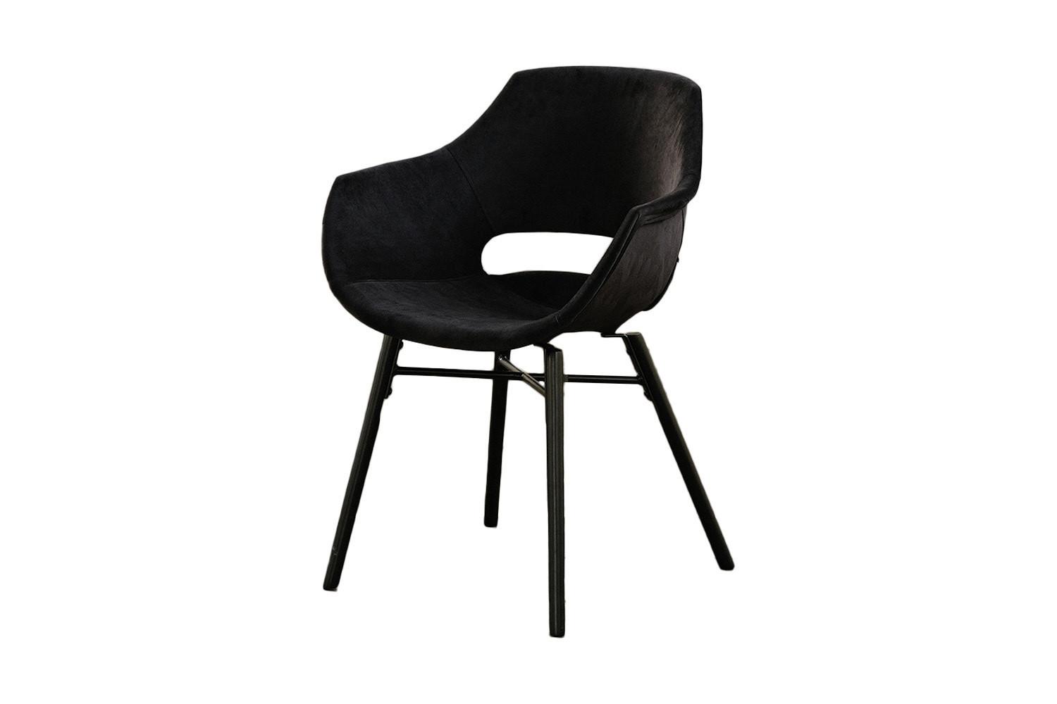 STUHL ZAJA Schwarz Velvet (1er-Set) - Schwarz, Textil (57/82/59cm) - KAWOLA