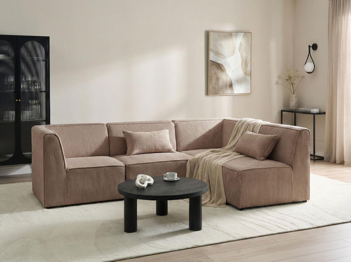 ECKSOFA Modul 4-Sitzer linksseitig Sandbeige Cord Lemvig - Sandfarben/Beige, Textil (250/166cm) - Beliani