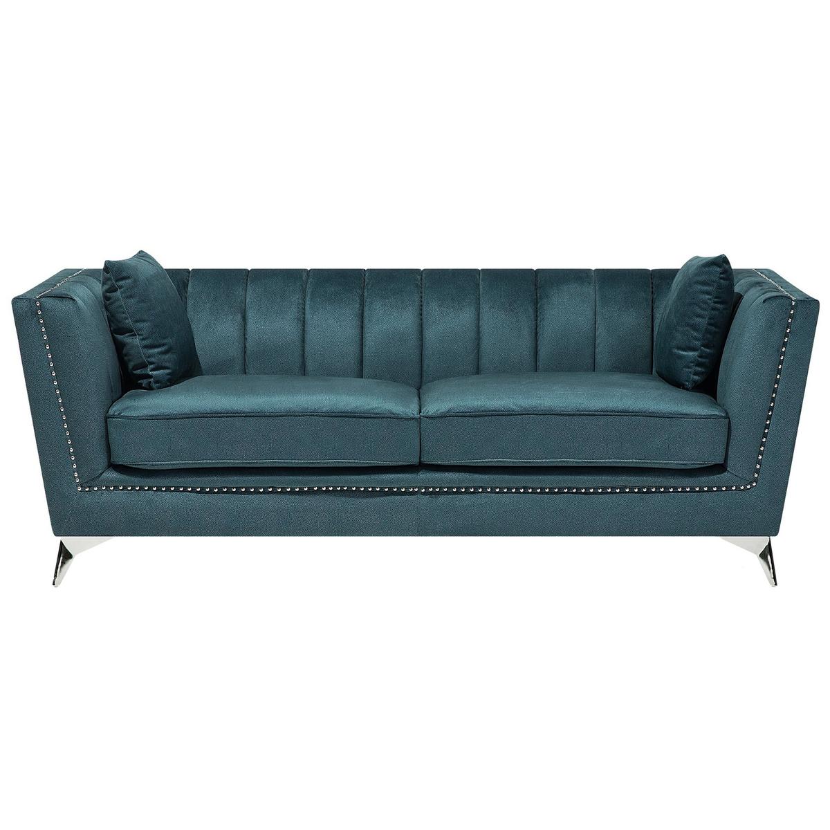 SOFA-SET 5-sitzer Samtstoff Blau Gaula - Blau, Textil (211/77/80cm) - Beliani