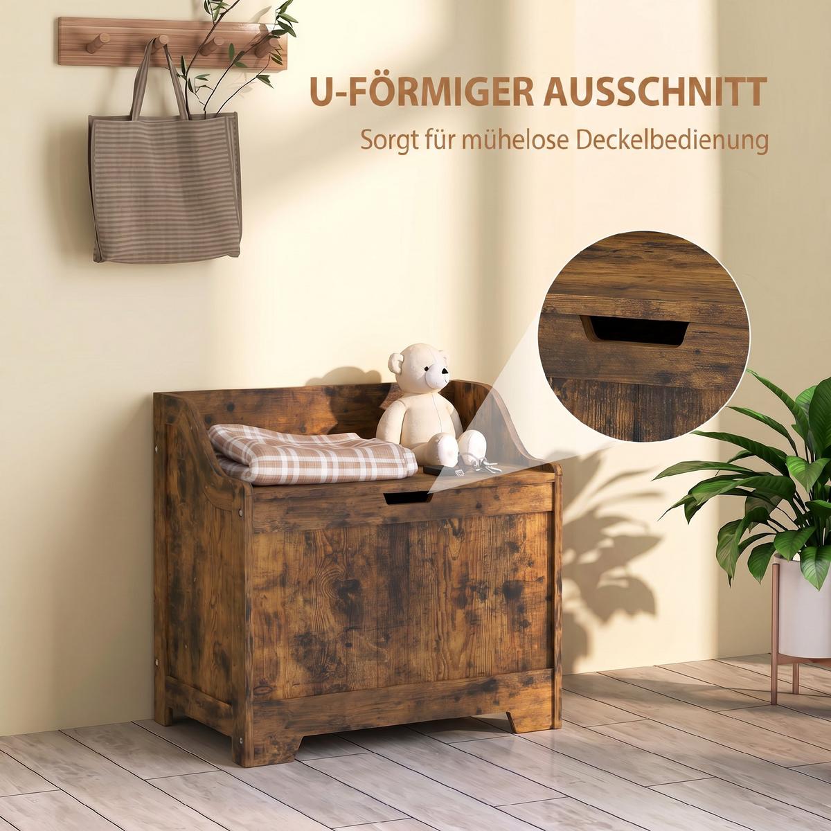AUFBEWAHRUNGSTRUHE MDF Rustikal-Braun - Braun, Holzwerkstoff (38/56/56.5cm) - HOMCOM