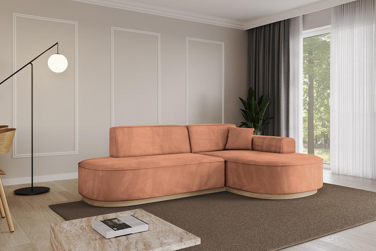 ECKSOFA Ottomane Rechts MARI-L1-v1 - 243x171x83 cm Orange Velours - Orange, Holzwerkstoff/Textil (171/243cm) - ALTDECOR