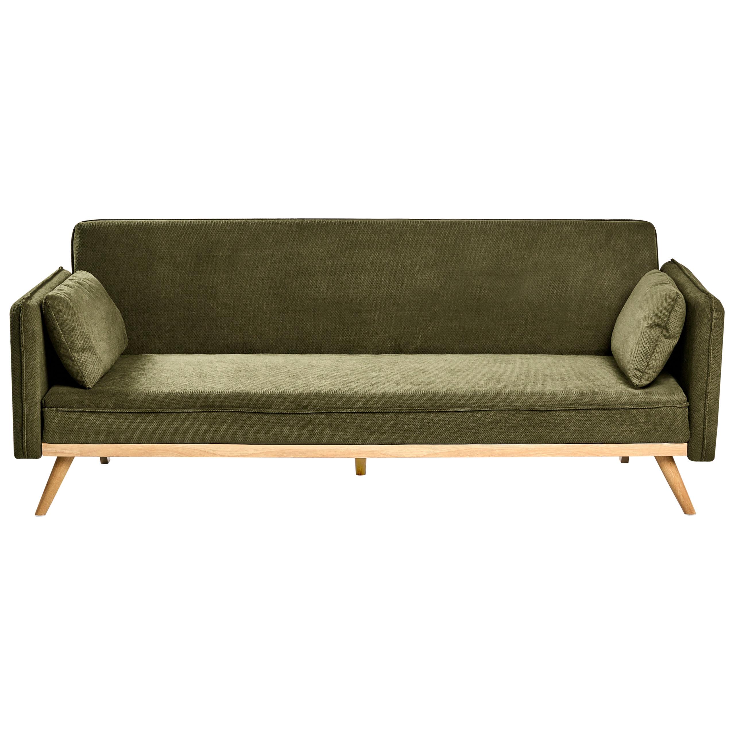 SCHLAFSOFA Stoff Grün Asaa - Braun/Grün, Textil (205/76/80cm) - Beliani