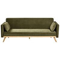 SCHLAFSOFA Stoff Grün Asaa - Braun/Grün, Textil (205/76/80cm) - Beliani