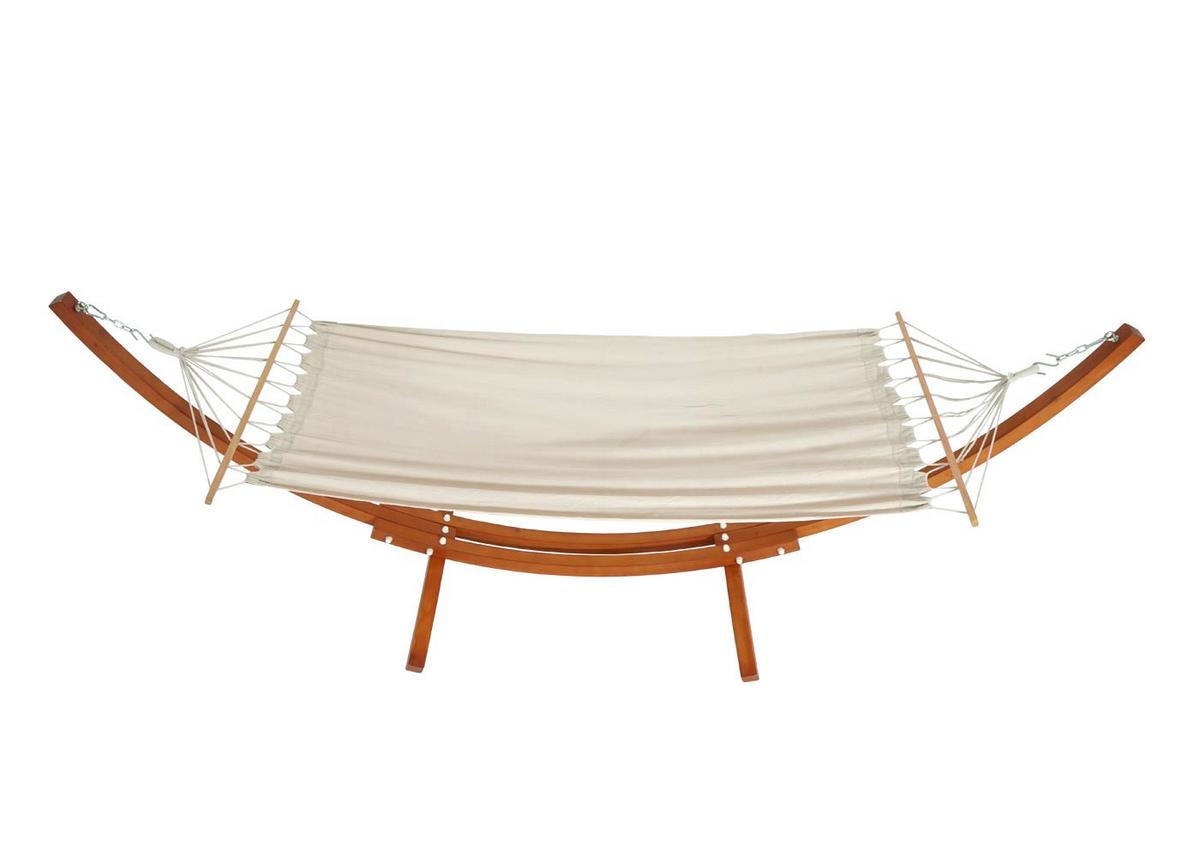 HÄNGEMATTE MIT GESTELL Braun, Cremeweiß - Braun/Weiß, Holz (320/114/98cm) - MCW