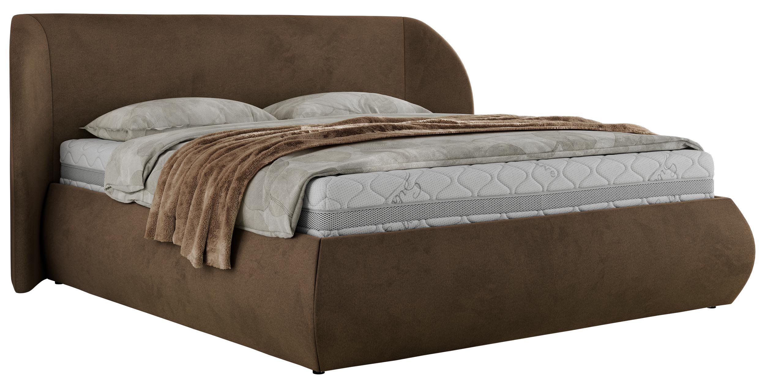 POLSTERBETT CAELA CLASSIC 140/200 - Braun Velvet - Multipocket-Matratze - Braun, Textil (140/200cm) - MKS