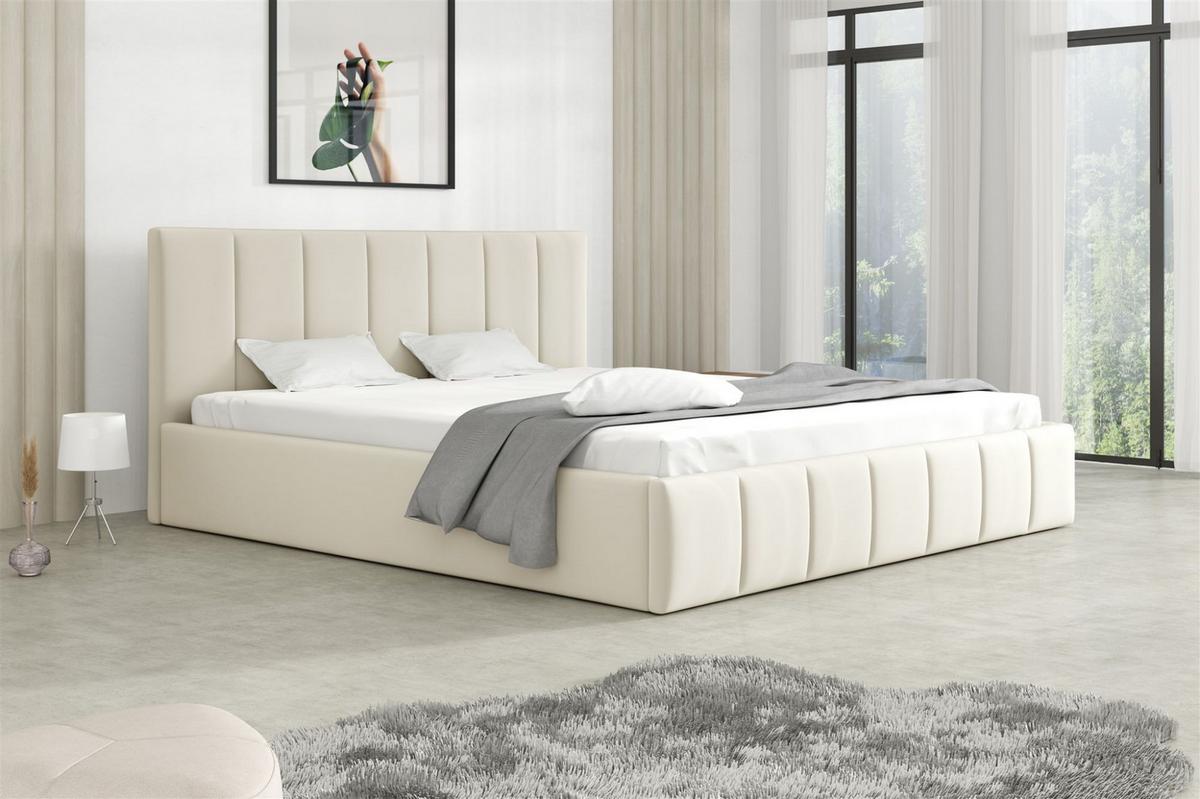 POLSTERBETT Detroit Ohne Matratze - Creme, Holzwerkstoff/Textil (160/200cm) - Fun Möbel