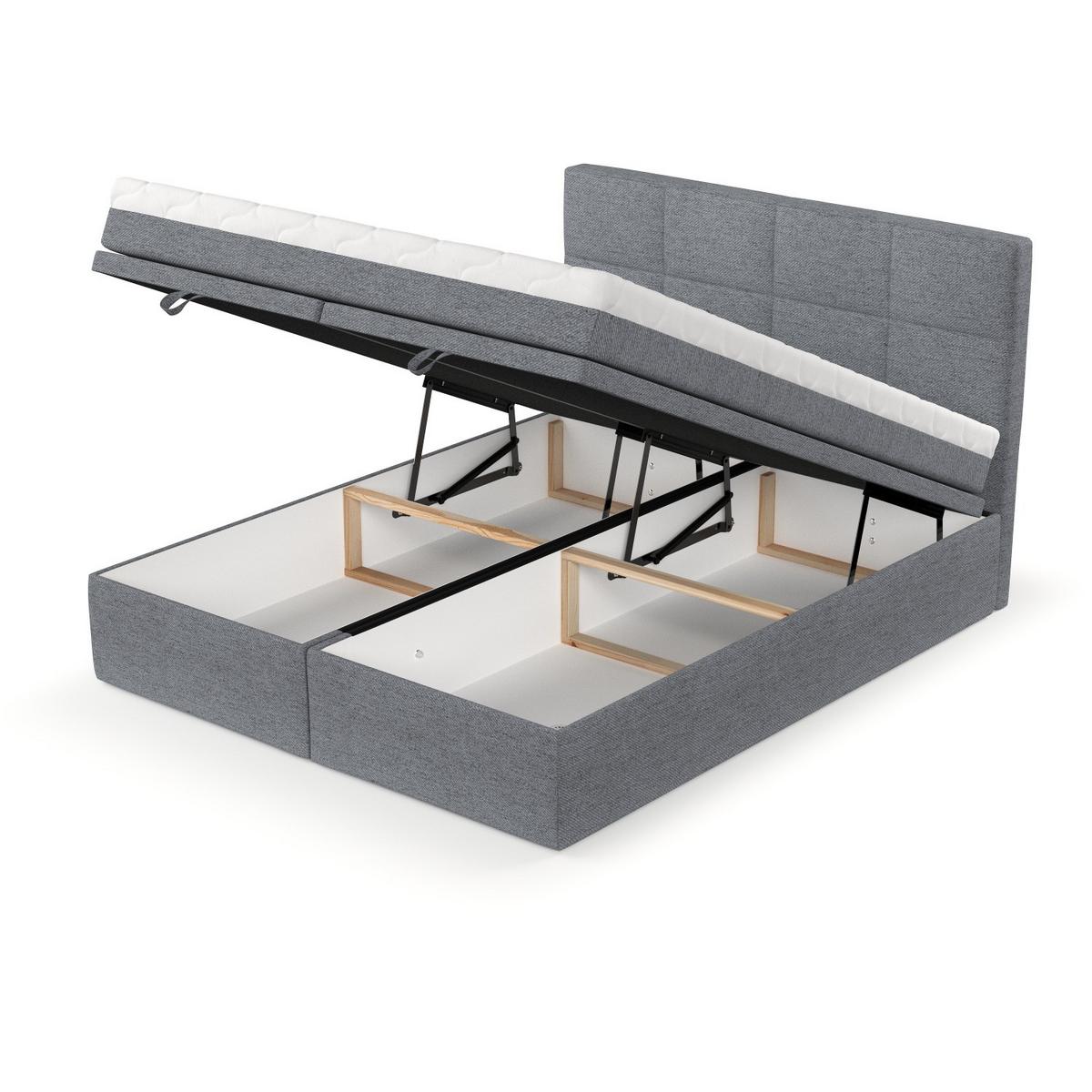 BOXBETT Tessa 140/200 cm Grau im Neve Stoff - Schwarz/Grau, Holz/Holzwerkstoff (140/200cm) - AltaBeds