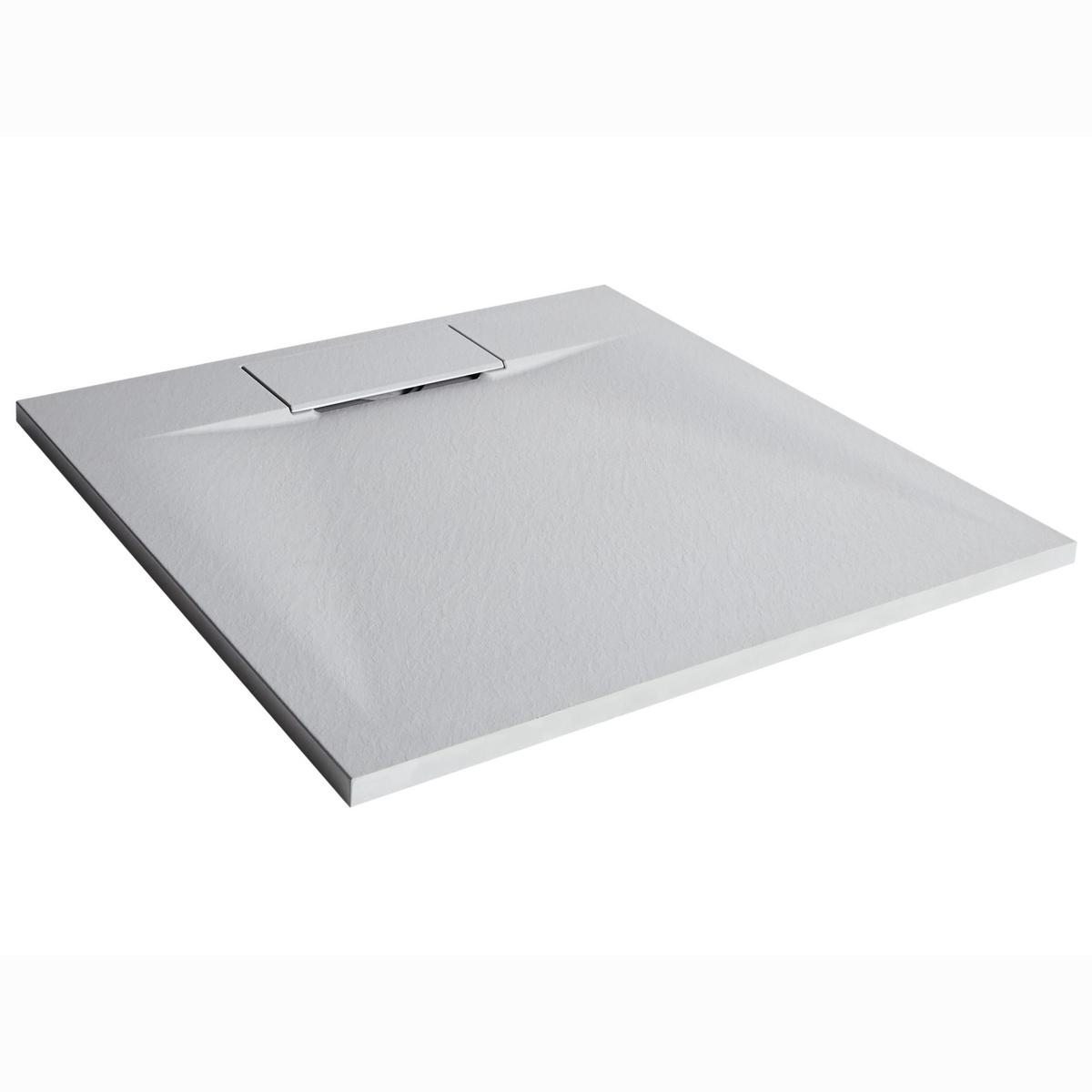 DUSCHWANNE 90/90/3 cm Grau Azzurro - Dunkelgrau/Grau, Kunststoff (90/3/90cm) - Beliani