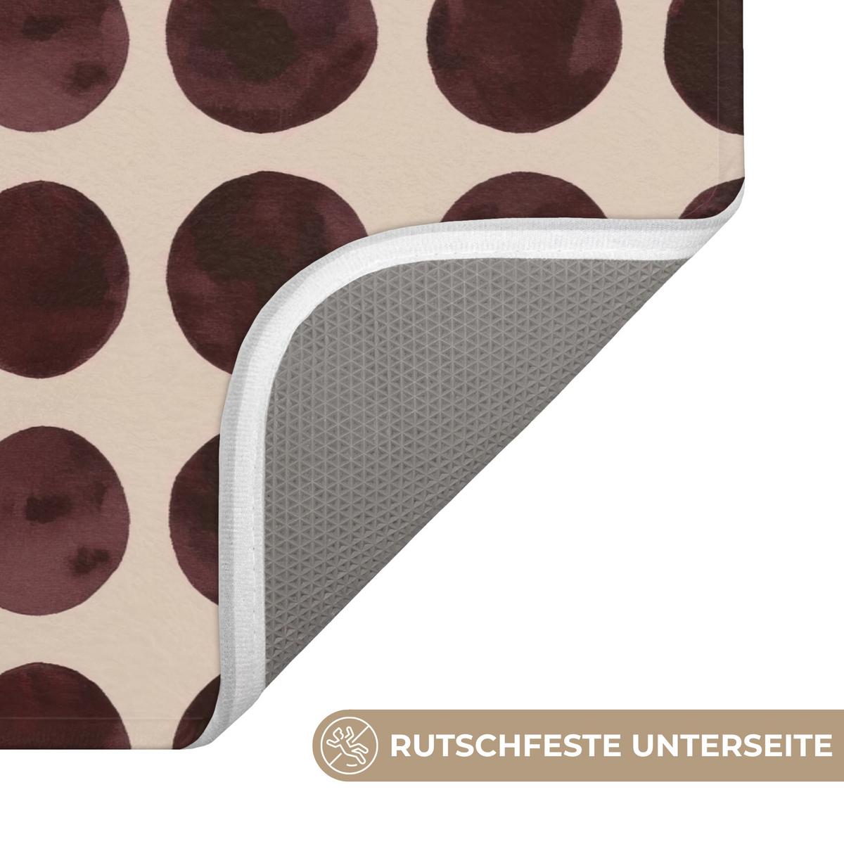 BADEMATTE Polka dots - Muster - Braun 80x50 cm - Bordeaux, Textil (80/50cm) - OnlyWow